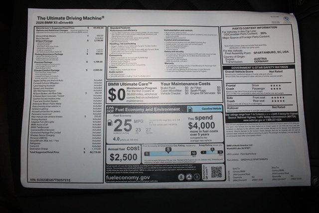 new 2026 BMW X5 car, priced at $82,775