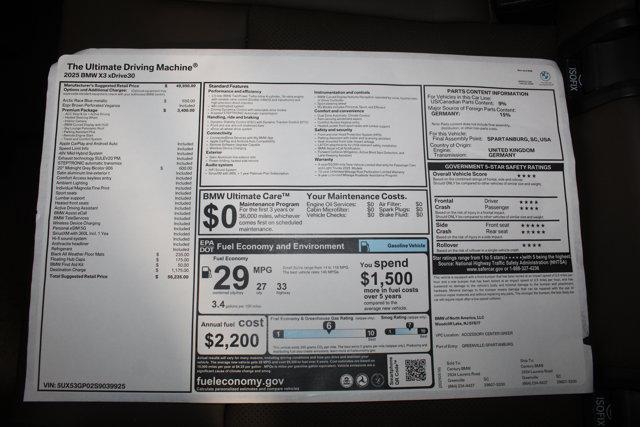 new 2025 BMW X3 car, priced at $56,235