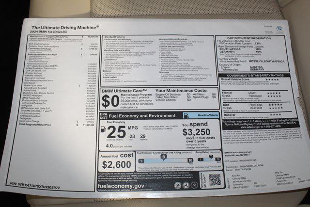 new 2024 BMW X3 car, priced at $51,445