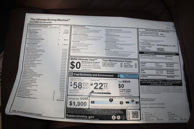 new 2025 BMW X5 PHEV car, priced at $80,760