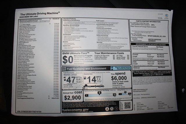 new 2026 BMW XM car, priced at $166,275
