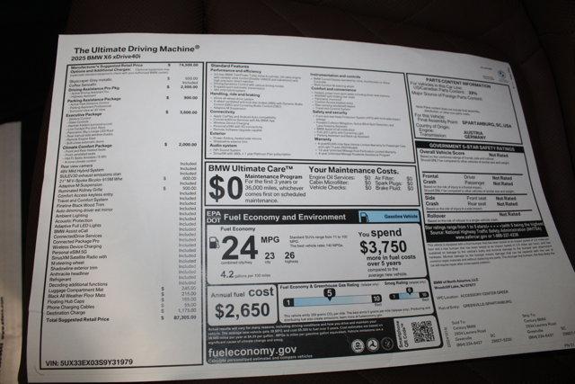 new 2025 BMW X6 car, priced at $87,305