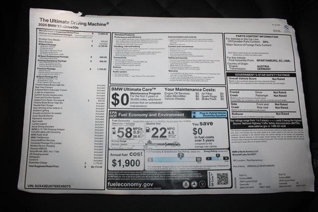 new 2025 BMW X5 PHEV car, priced at $82,175