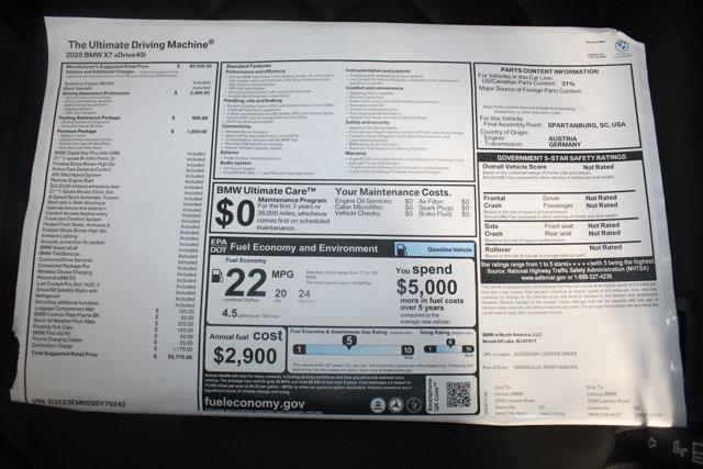 new 2025 BMW X7 car, priced at $90,770