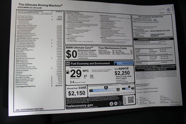 new 2026 BMW X3 car, priced at $58,335