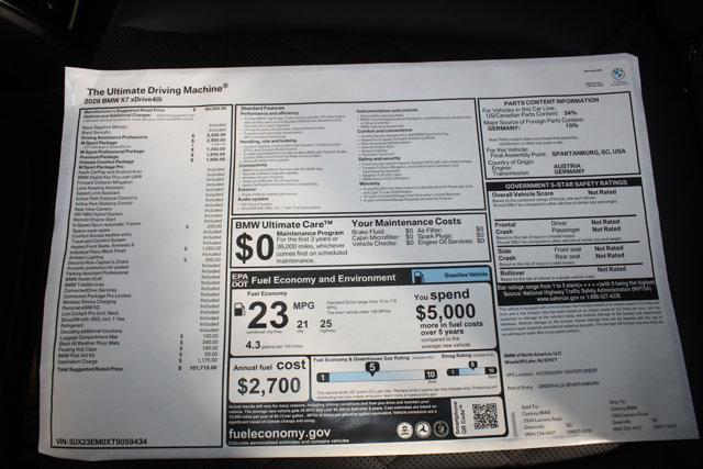 new 2026 BMW X7 car, priced at $101,715