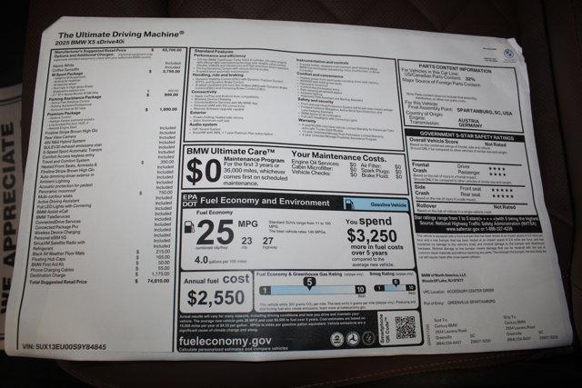 new 2025 BMW X5 car, priced at $74,810