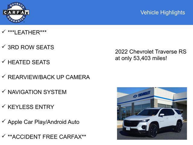 used 2022 Chevrolet Traverse car, priced at $33,600