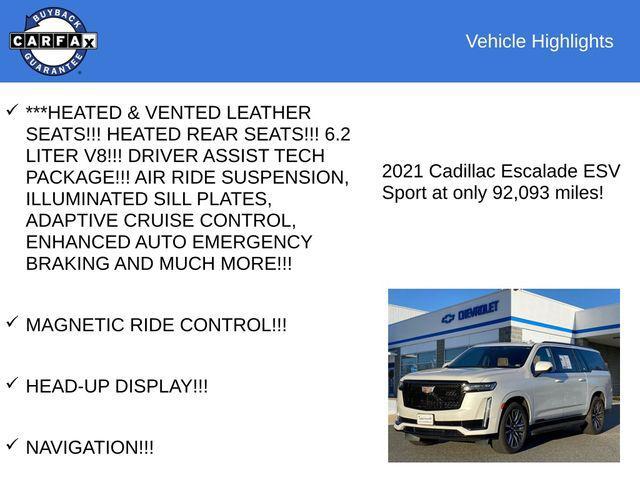 used 2021 Cadillac Escalade ESV car, priced at $68,988