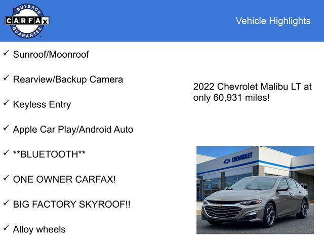 used 2022 Chevrolet Malibu car, priced at $18,500