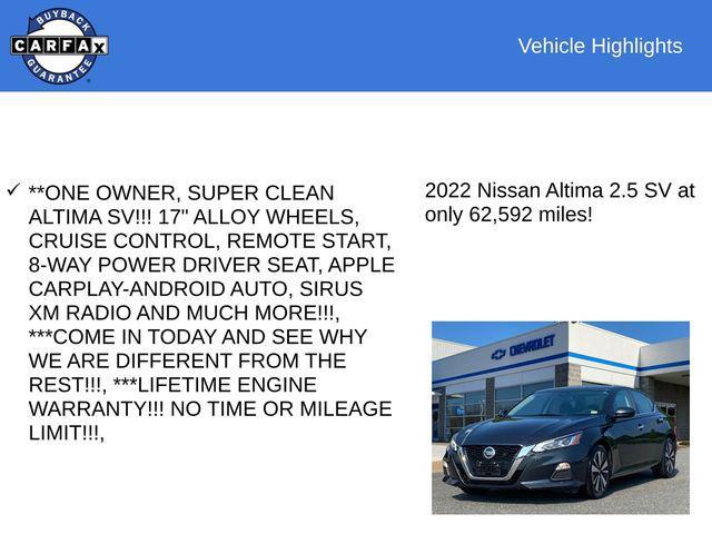 used 2022 Nissan Altima car, priced at $18,500