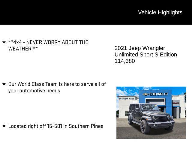 used 2021 Jeep Wrangler Unlimited car, priced at $25,582