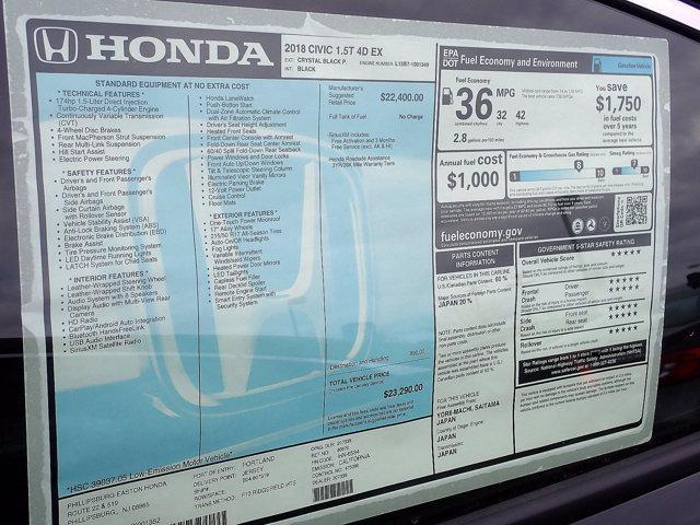 new 2018 Honda Civic car, priced at $23,290