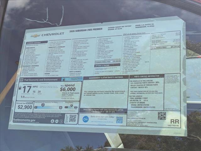 new 2026 Chevrolet Suburban car, priced at $84,204