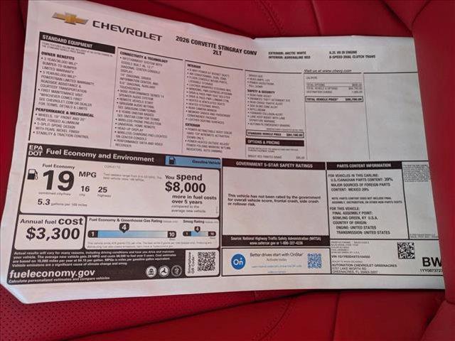 new 2026 Chevrolet Corvette car, priced at $86,790