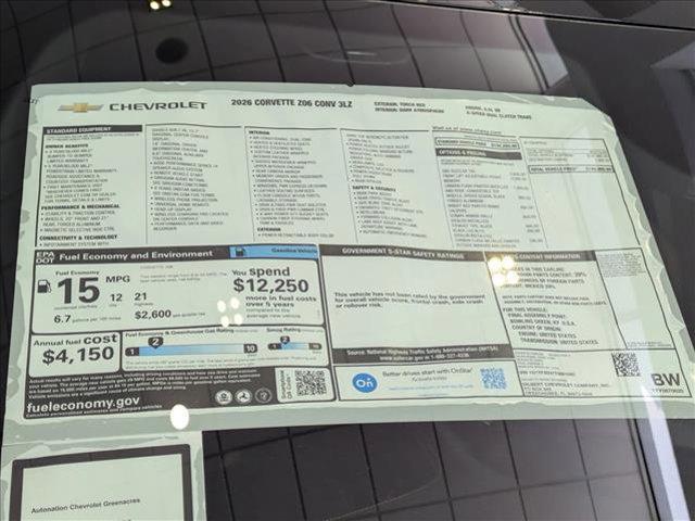new 2026 Chevrolet Corvette car, priced at $149,960