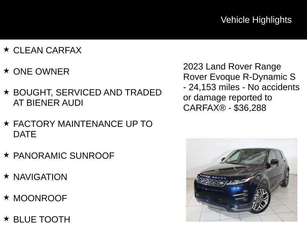 used 2023 Land Rover Range Rover Evoque car, priced at $36,288