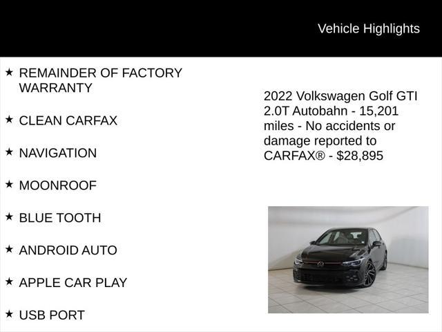 used 2022 Volkswagen Golf GTI car, priced at $28,895