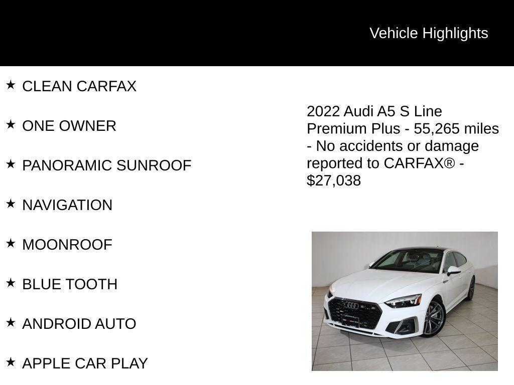 used 2022 Audi A5 Sportback car, priced at $27,038