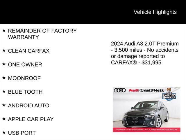 used 2024 Audi A3 car, priced at $31,995