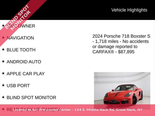 used 2024 Porsche 718 Boxster car, priced at $87,895