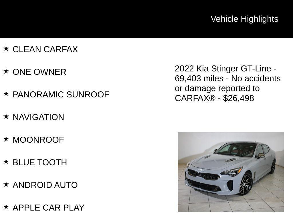 used 2022 Kia Stinger car, priced at $26,498