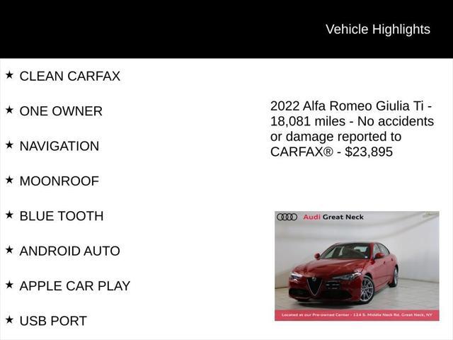 used 2022 Alfa Romeo Giulia car, priced at $23,895