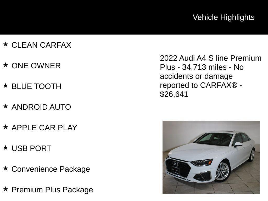 used 2022 Audi A4 car, priced at $26,641