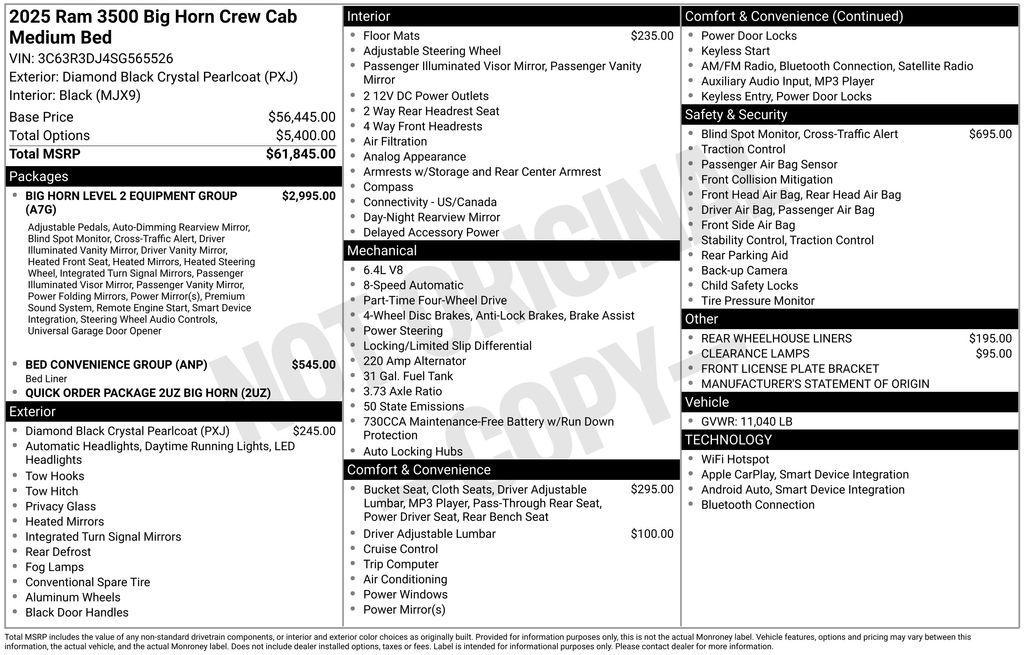 new 2025 Ram 3500 car, priced at $57,500