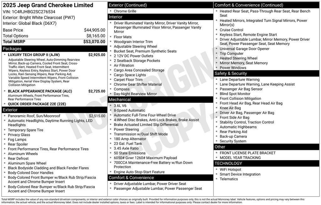 used 2025 Jeep Grand Cherokee car, priced at $42,000