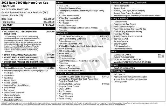 new 2025 Ram 2500 car, priced at $73,319