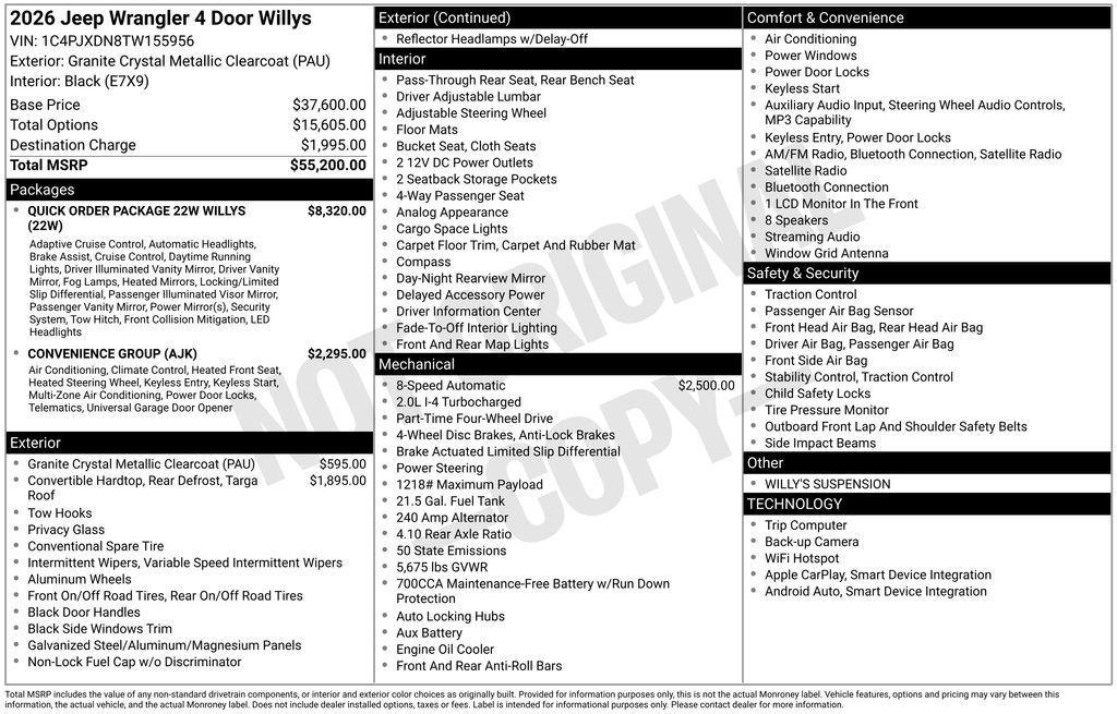new 2026 Jeep Wrangler car, priced at $52,544