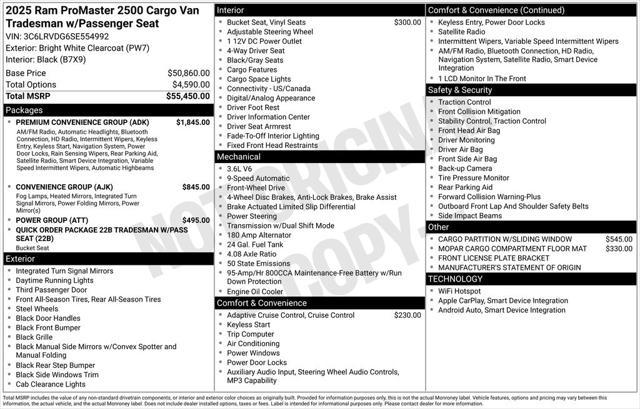 new 2025 Ram ProMaster 2500 car, priced at $52,409
