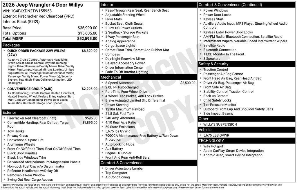 new 2026 Jeep Wrangler car, priced at $52,544