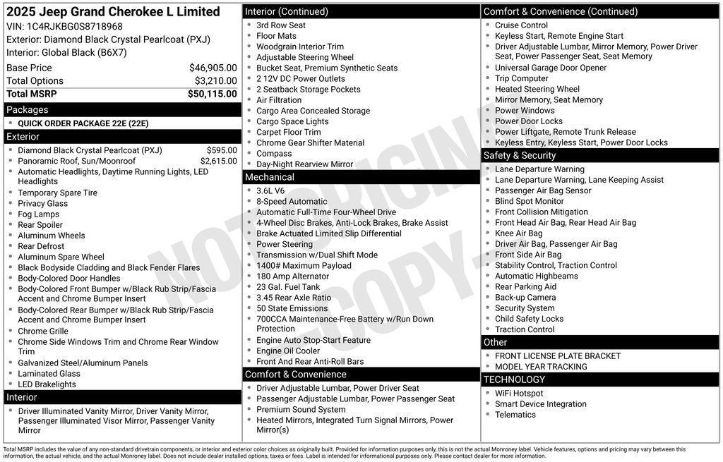 new 2025 Jeep Grand Cherokee L car, priced at $45,962