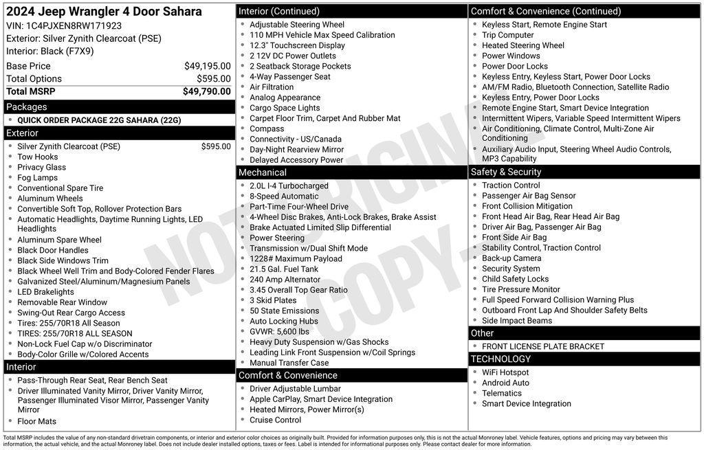 used 2024 Jeep Wrangler car, priced at $37,500
