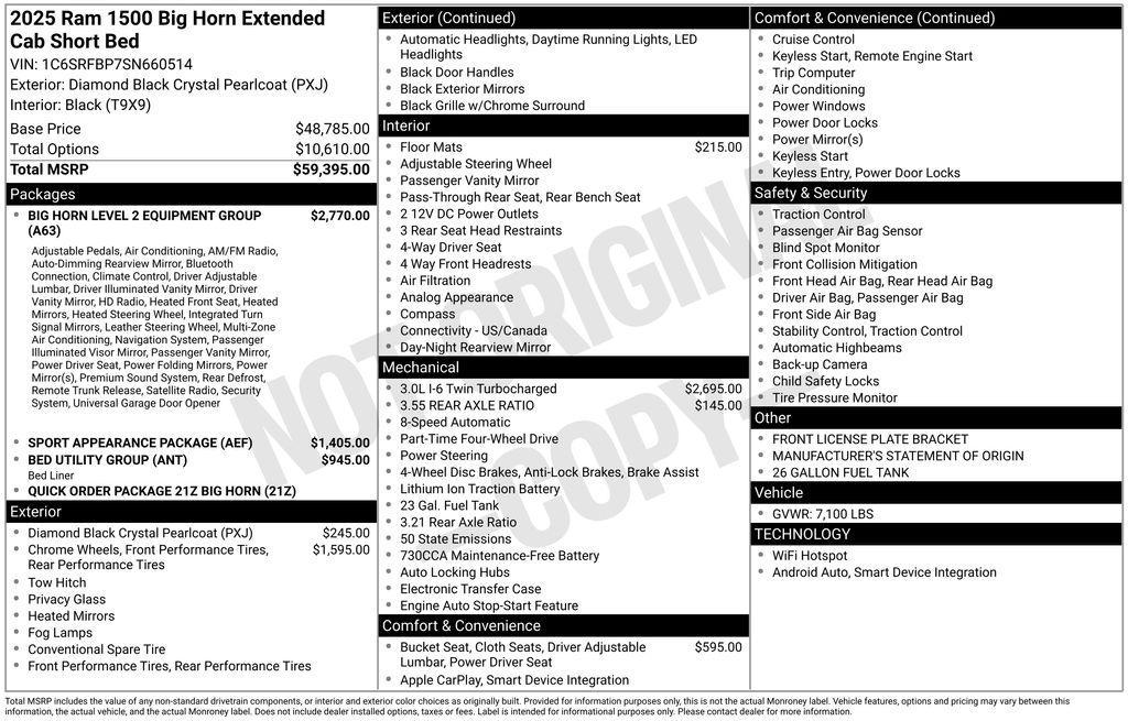 new 2025 Ram 1500 car, priced at $52,766