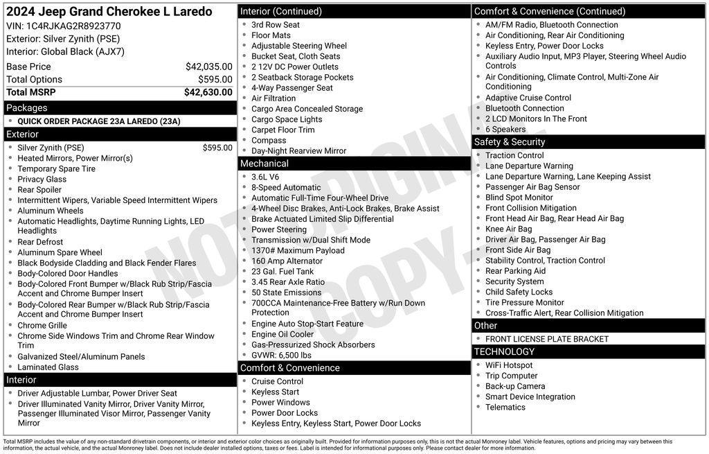 used 2024 Jeep Grand Cherokee L car, priced at $30,500