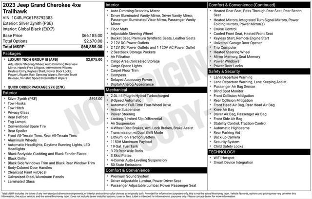 new 2023 Jeep Grand Cherokee 4xe car, priced at $49,000