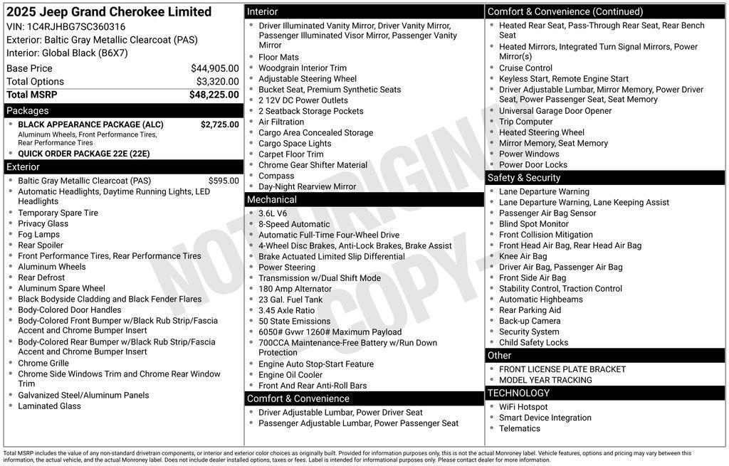 new 2025 Jeep Grand Cherokee car, priced at $45,961