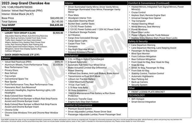 new 2023 Jeep Grand Cherokee 4xe car, priced at $46,445
