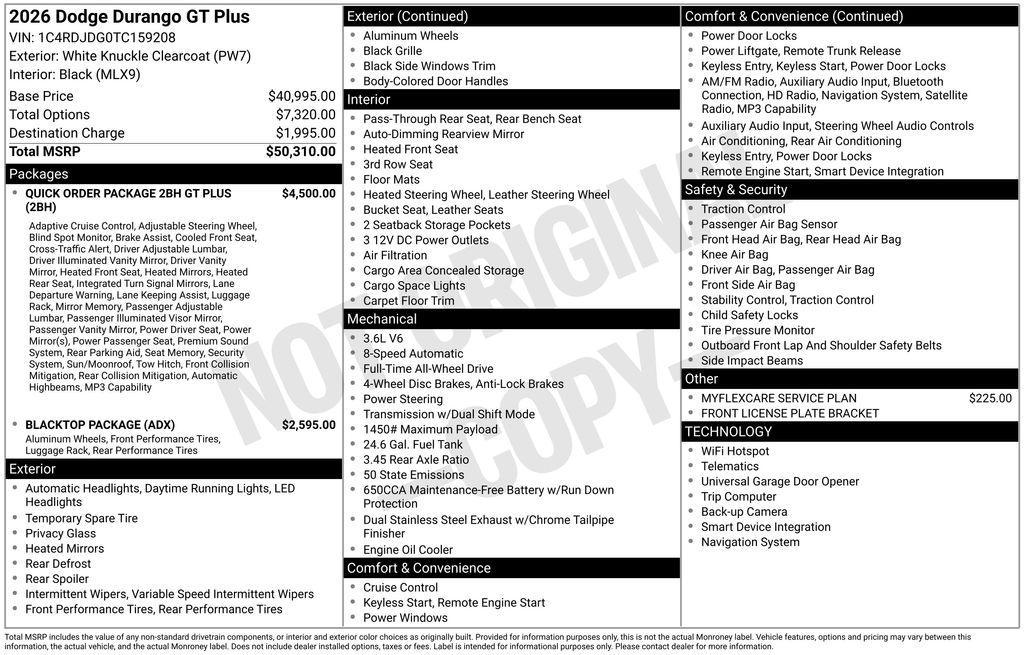 new 2026 Dodge Durango car, priced at $47,965