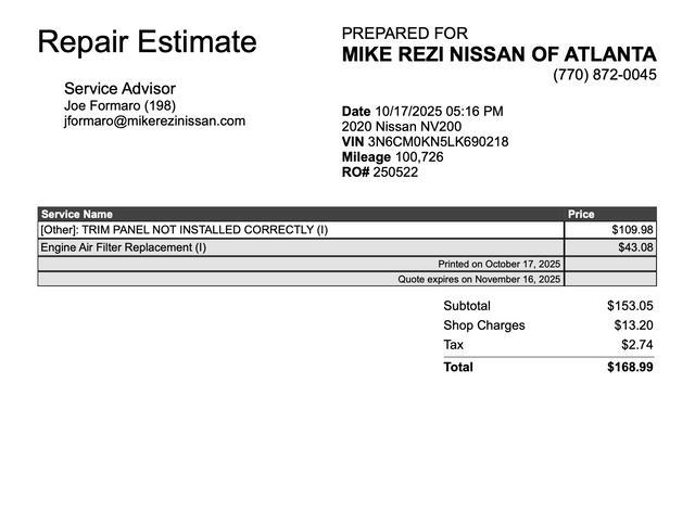 used 2020 Nissan NV200 car, priced at $13,987