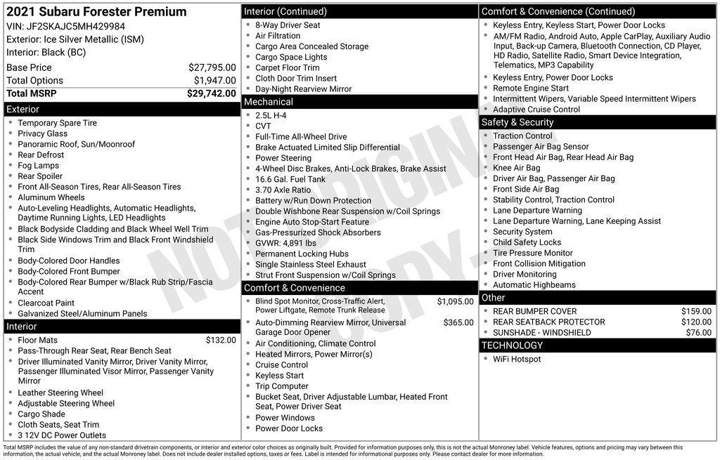 used 2021 Subaru Forester car, priced at $25,500