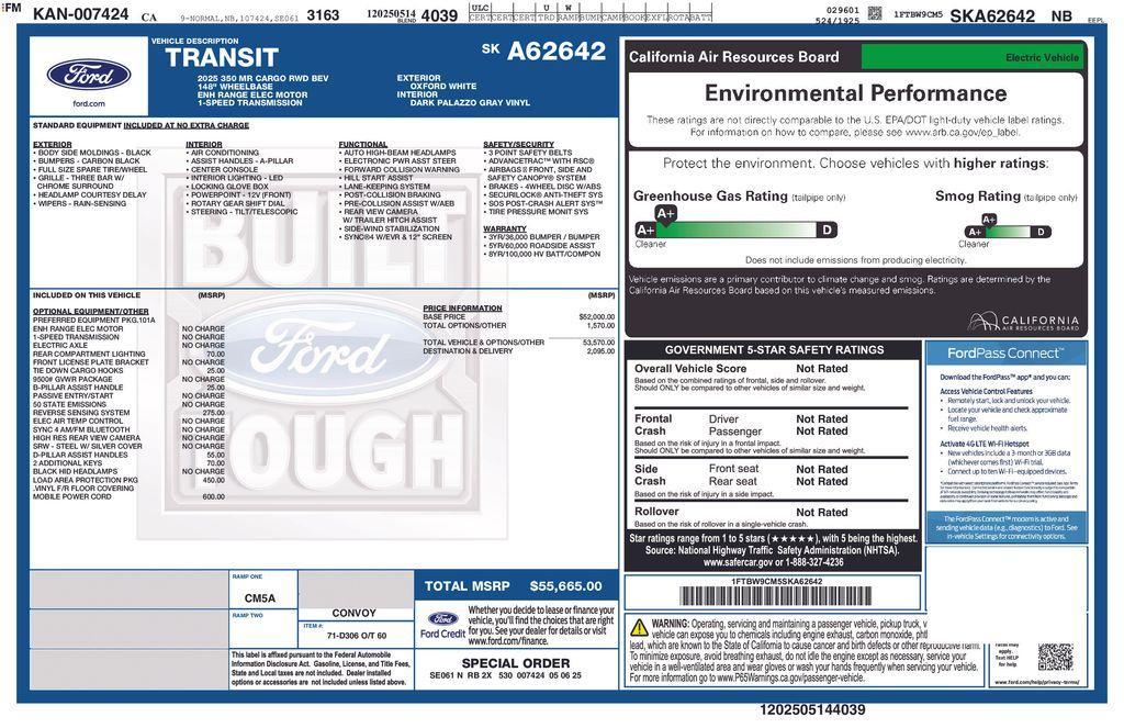new 2025 Ford E-Transit car, priced at $55,665