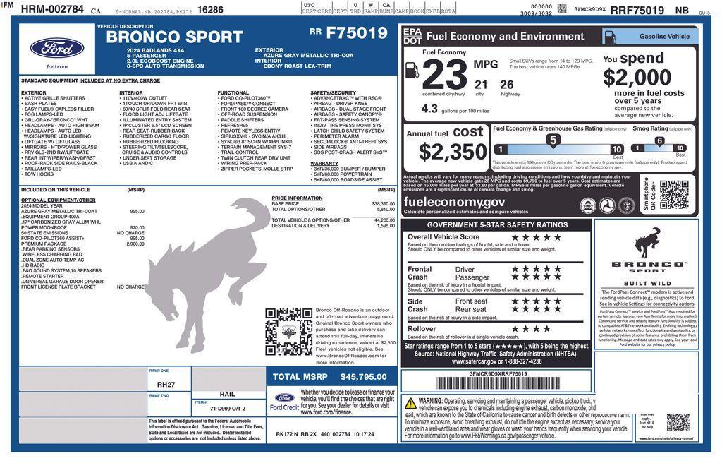 new 2024 Ford Bronco Sport car, priced at $41,910