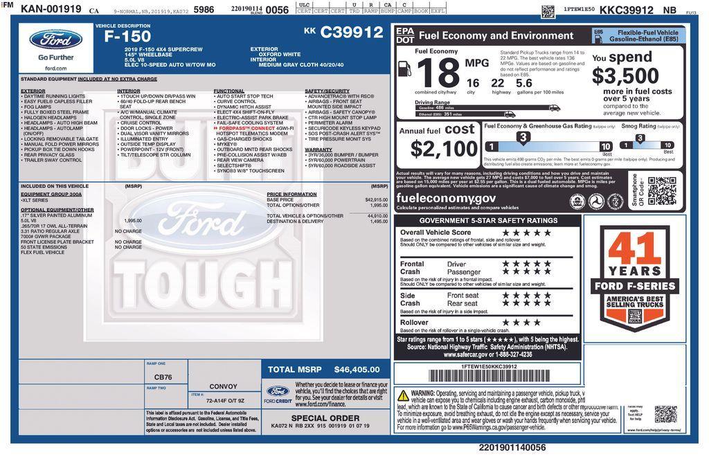 used 2019 Ford F-150 car, priced at $28,500