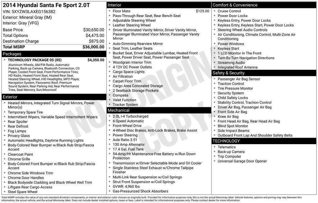 used 2014 Hyundai Santa Fe Sport car, priced at $12,300