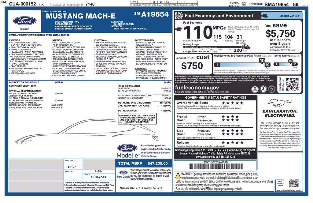 new 2025 Ford Mustang Mach-E car, priced at $44,519