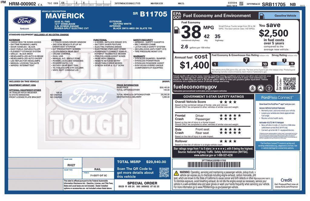 new 2025 Ford Maverick car, priced at $34,399